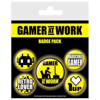 Set 5 Chapas Gamer At Work Gaming-